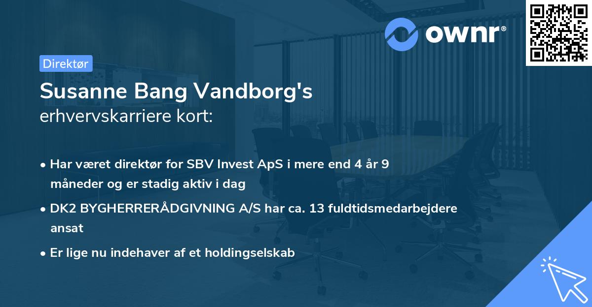 Susanne Bang Vandborg's erhvervskarriere kort