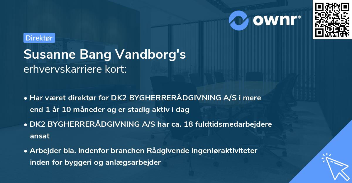 Susanne Bang Vandborg's erhvervskarriere kort