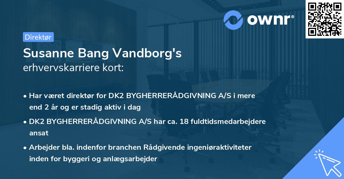 Susanne Bang Vandborg's erhvervskarriere kort