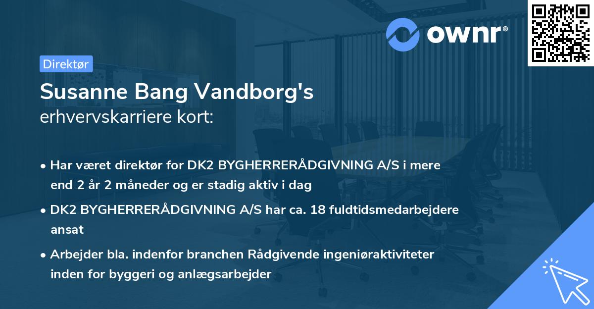 Susanne Bang Vandborg's erhvervskarriere kort