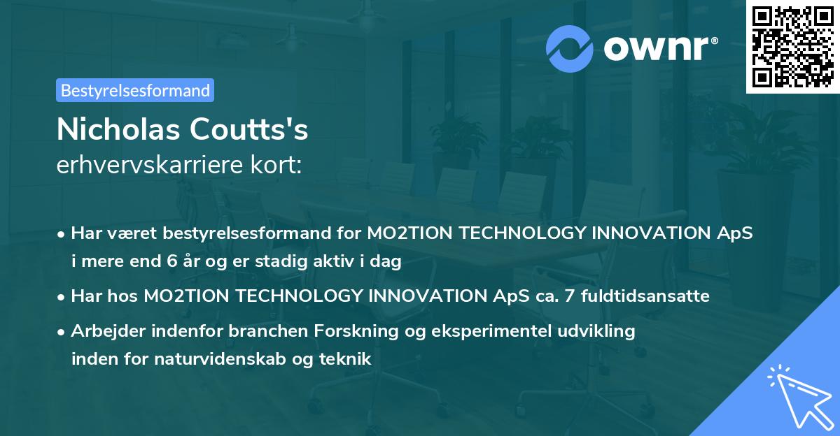 Nicholas Coutts's erhvervskarriere kort