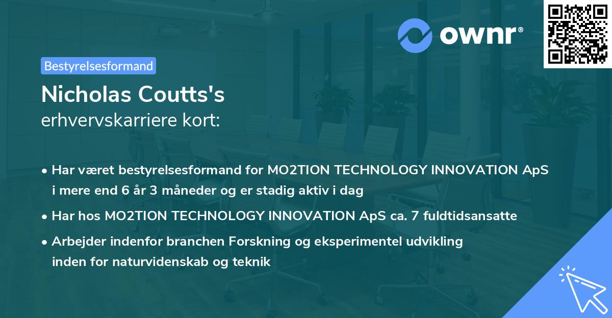 Nicholas Coutts's erhvervskarriere kort