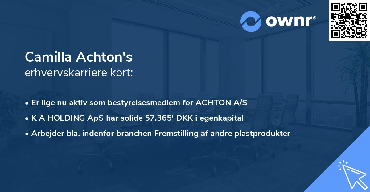 Camilla Achton's erhvervskarriere kort