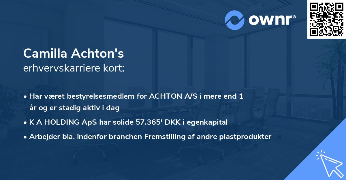 Camilla Achton's erhvervskarriere kort