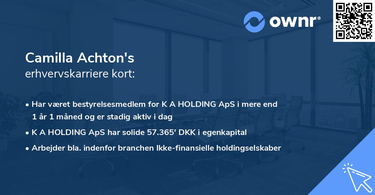 Camilla Achton's erhvervskarriere kort