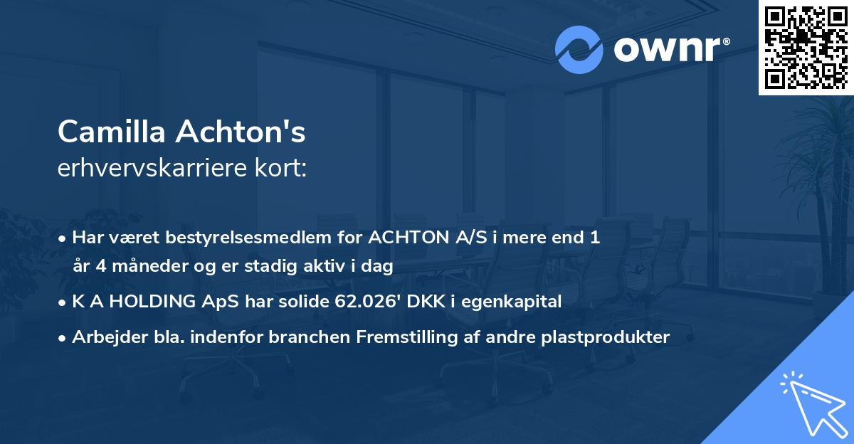 Camilla Achton's erhvervskarriere kort