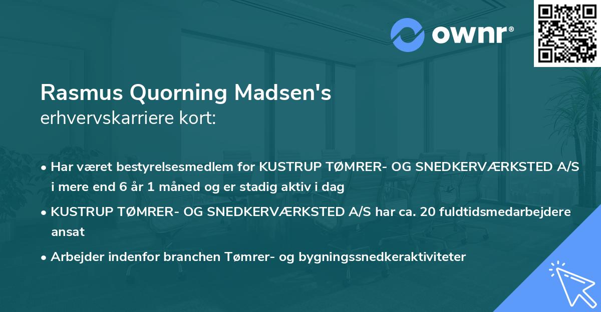 Rasmus Quorning Madsen's erhvervskarriere kort