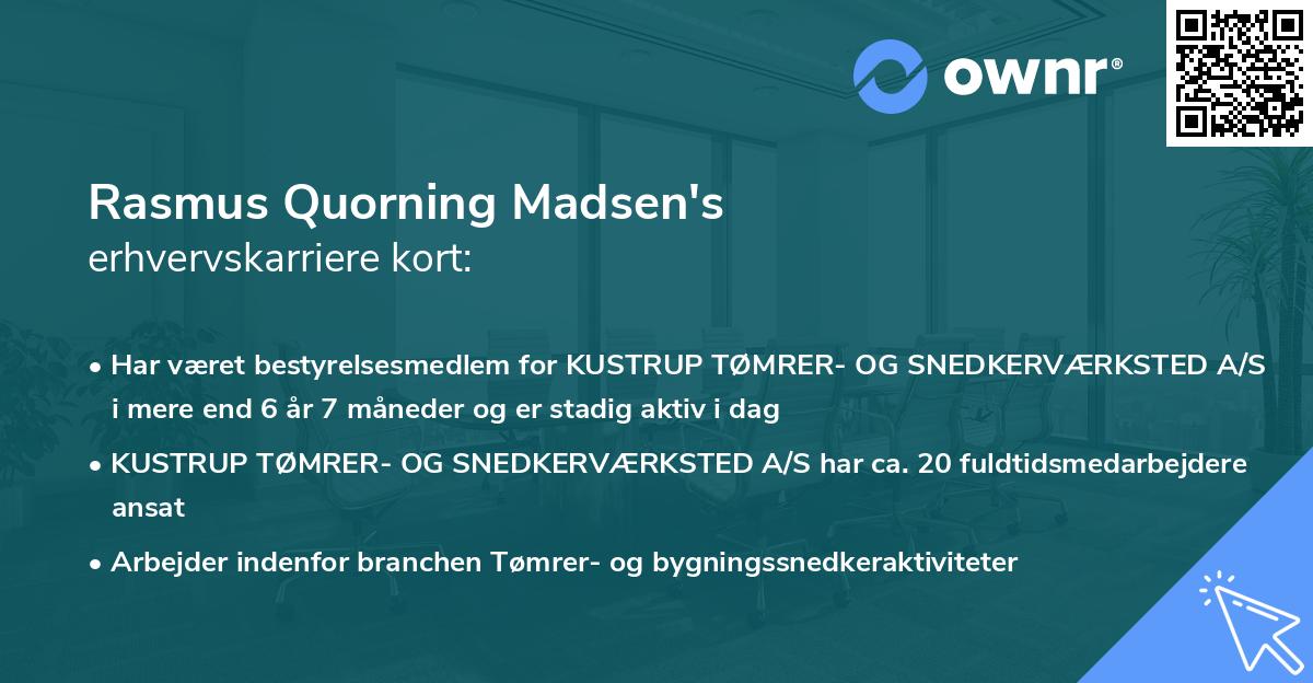 Rasmus Quorning Madsen's erhvervskarriere kort