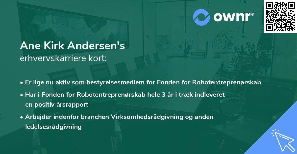 Ane Kirk Andersen's erhvervskarriere kort
