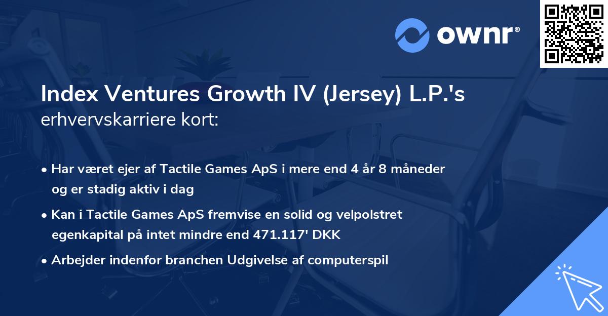 Index Ventures Growth IV (Jersey) L.P.'s erhvervskarriere kort