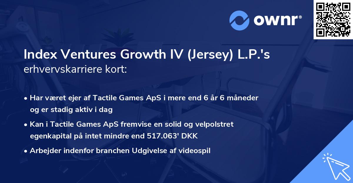Index Ventures Growth IV (Jersey) L.P.'s erhvervskarriere kort