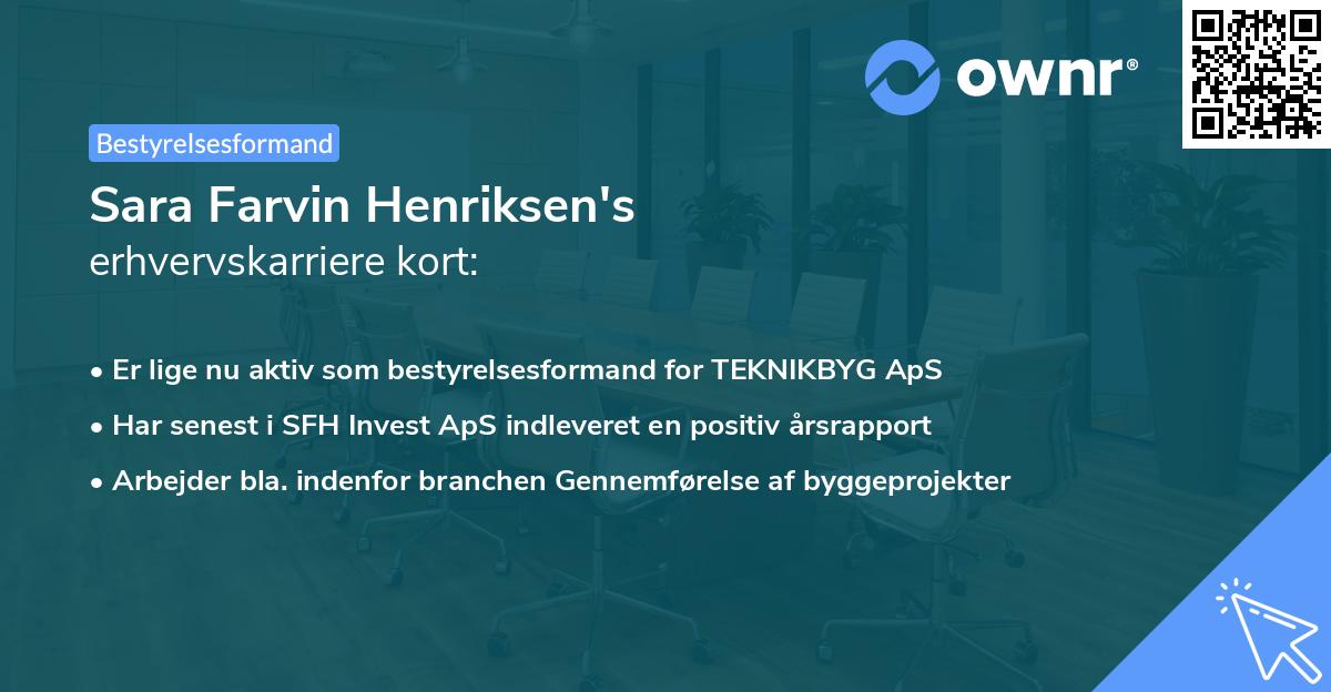Sara Farvin Henriksen's erhvervskarriere kort
