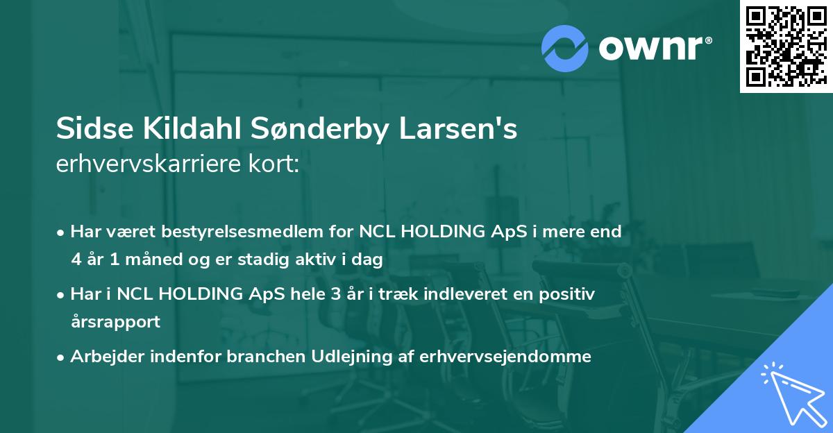 Sidse Kildahl Sønderby Larsen's erhvervskarriere kort
