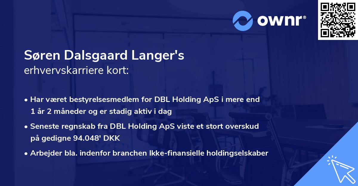 Søren Dalsgaard Langer's erhvervskarriere kort