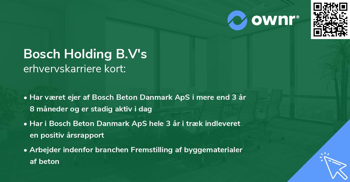 Bosch Holding B.V's erhvervskarriere kort