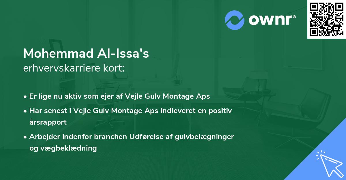 Mohemmad Al-Issa's erhvervskarriere kort