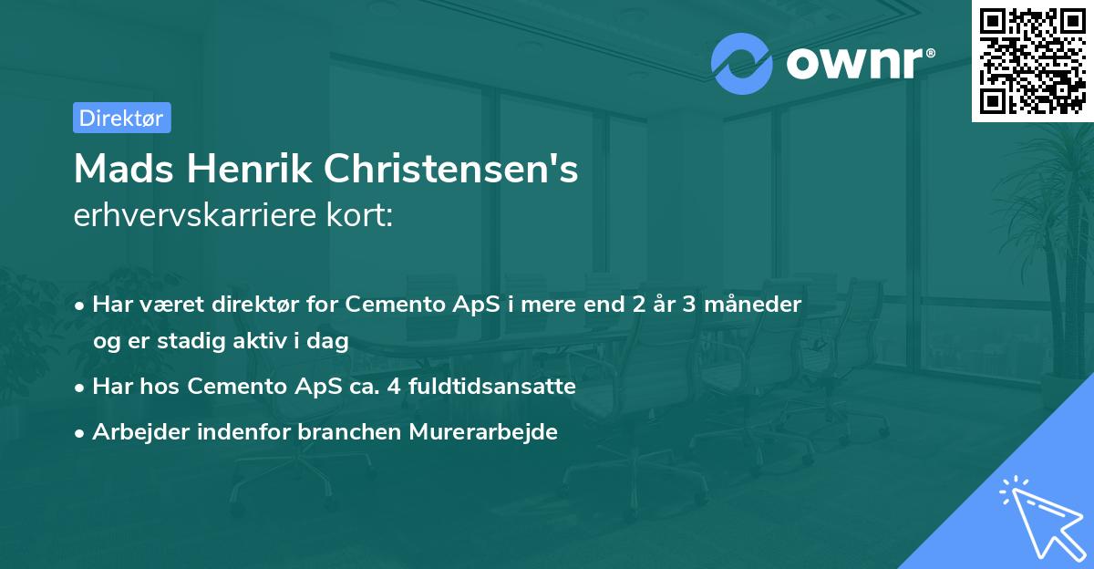 Mads Henrik Christensen's erhvervskarriere kort