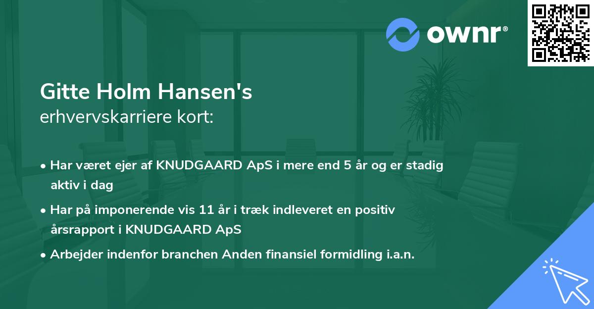 Gitte Holm Hansen's erhvervskarriere kort