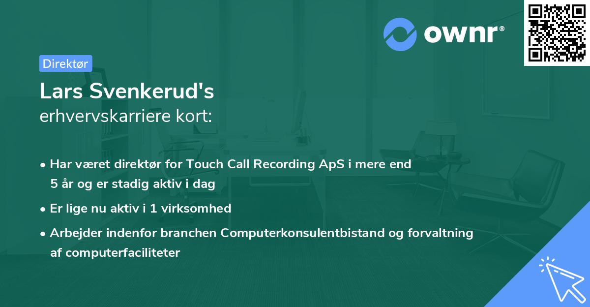 Lars Svenkerud's erhvervskarriere kort