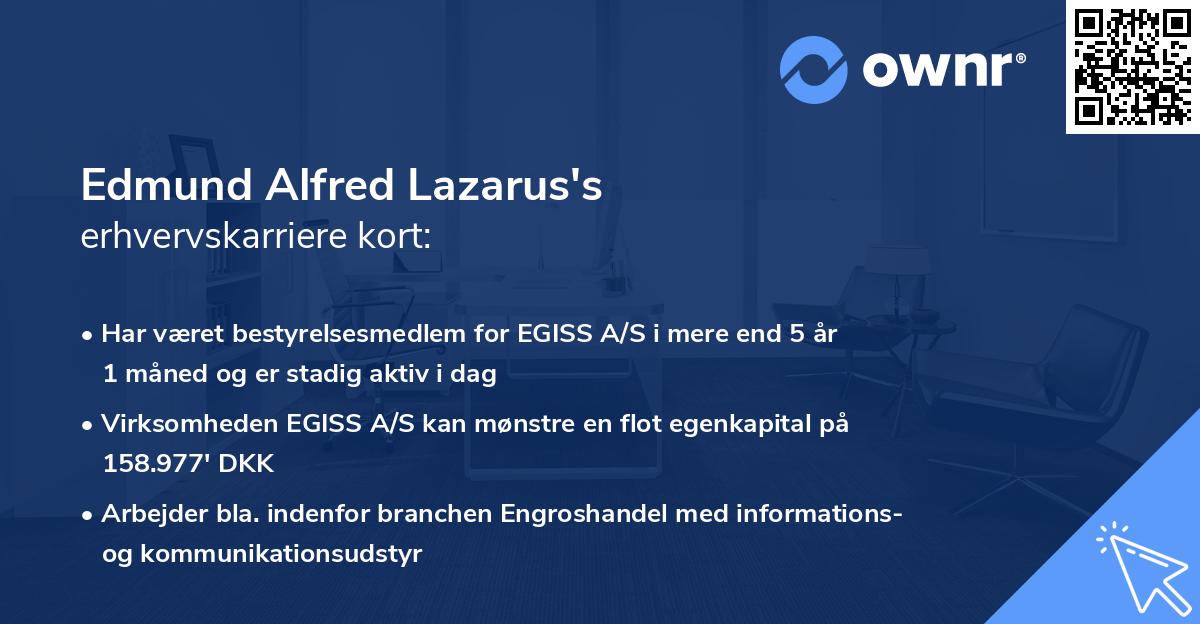 Edmund Alfred Lazarus's erhvervskarriere kort