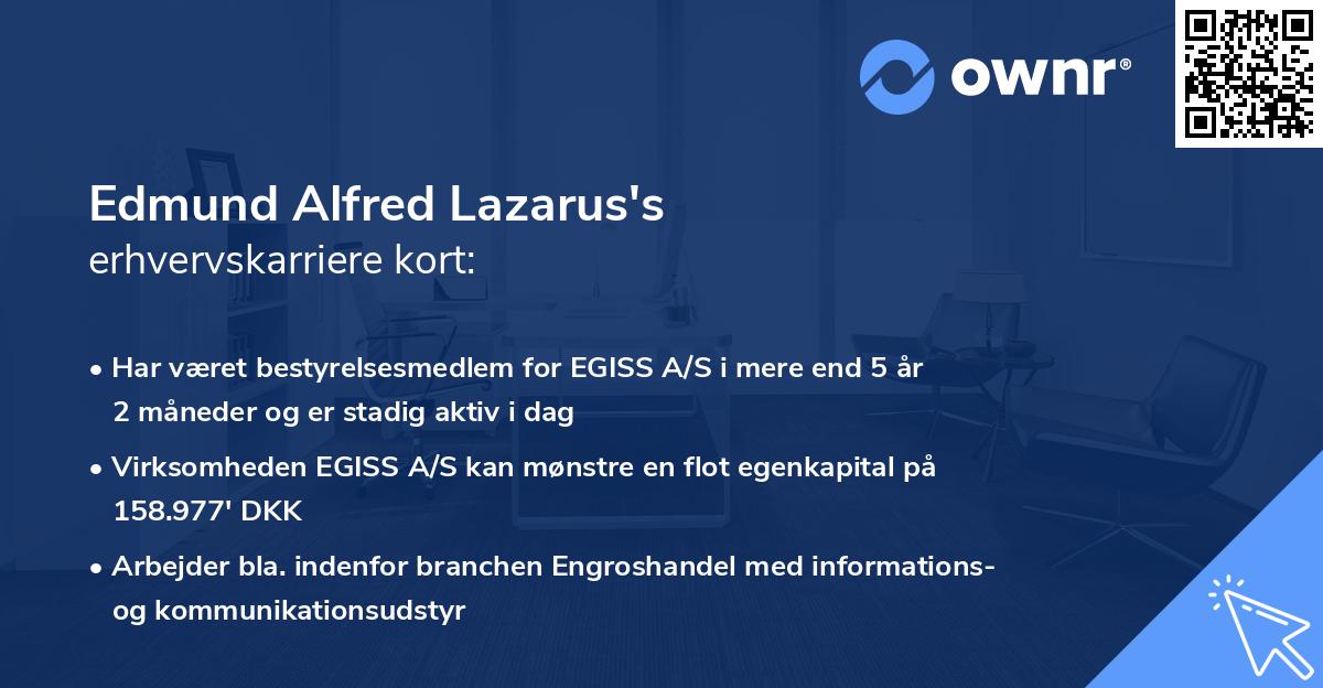 Edmund Alfred Lazarus's erhvervskarriere kort