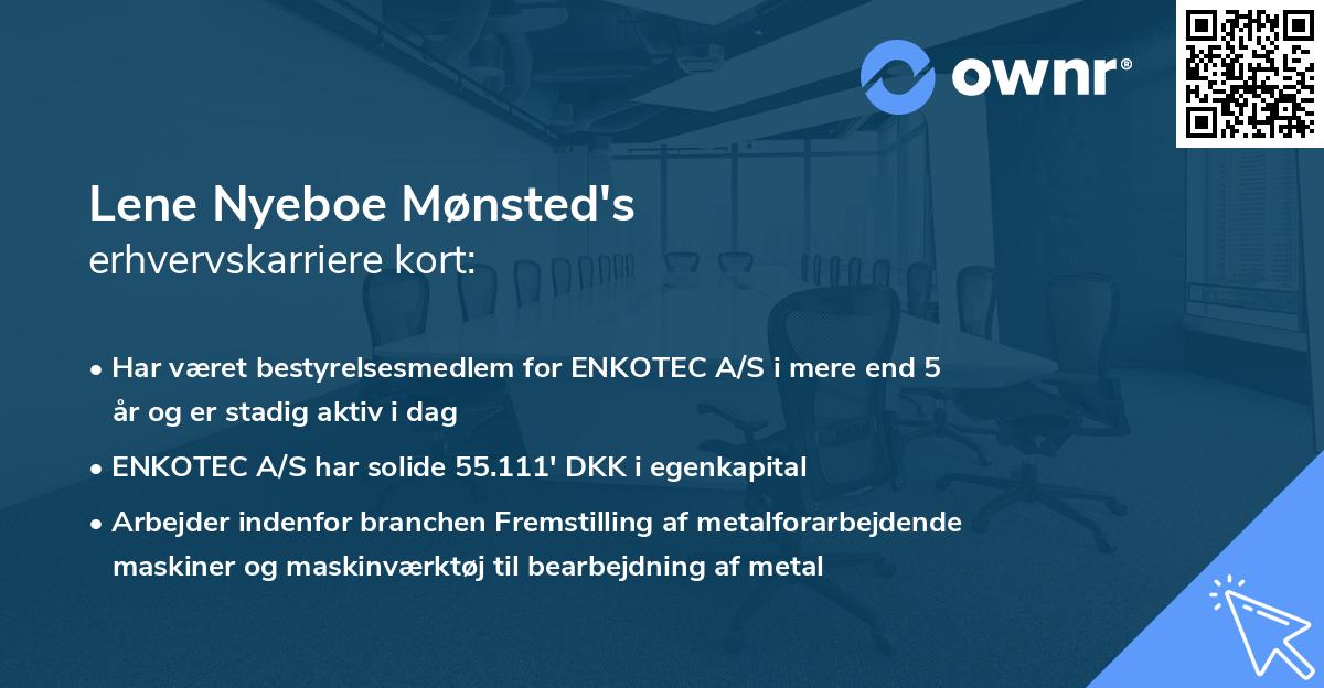 Lene Nyeboe Mønsted's erhvervskarriere kort