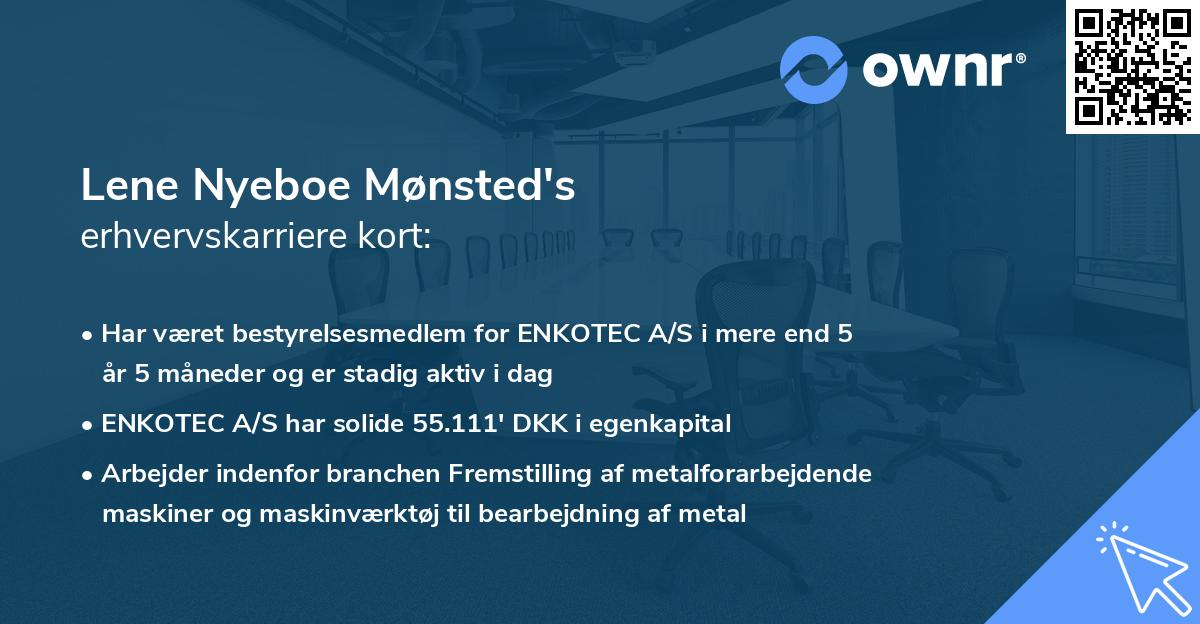 Lene Nyeboe Mønsted's erhvervskarriere kort