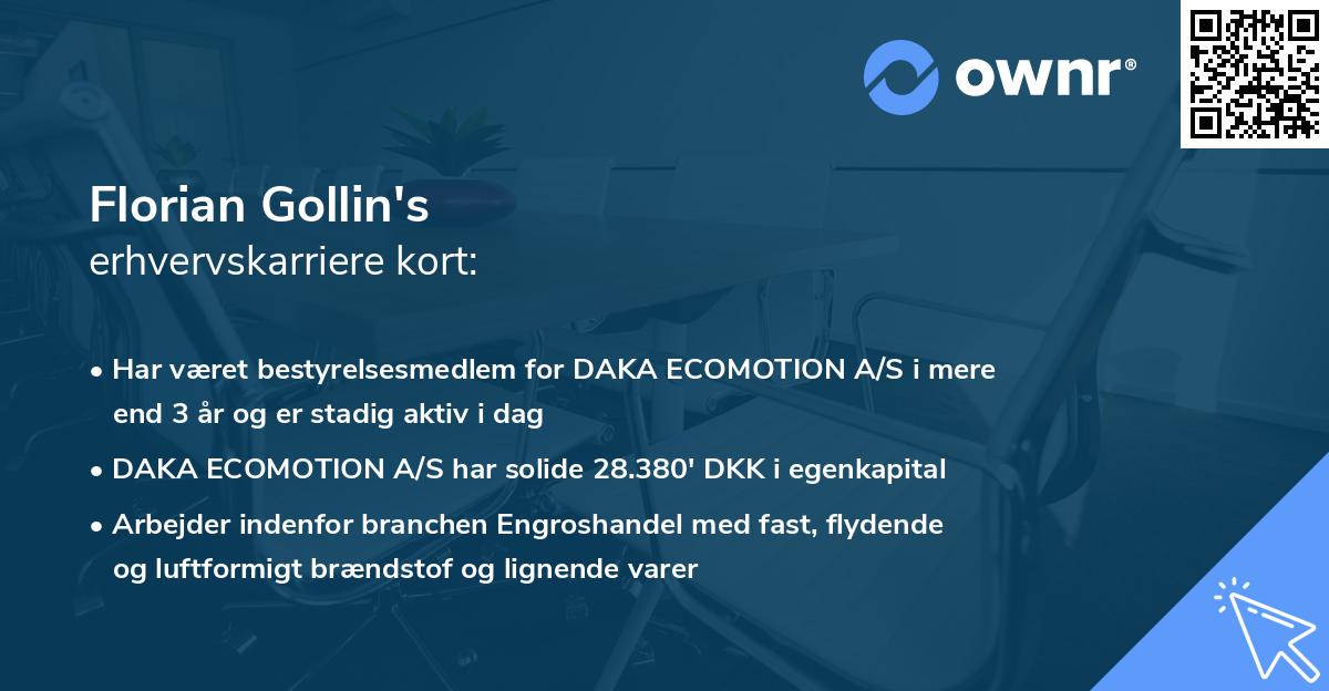 Florian Gollin's erhvervskarriere kort