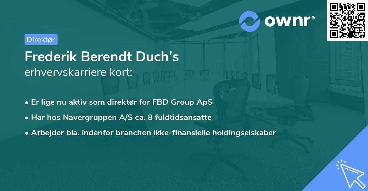 Frederik Berendt Duch's erhvervskarriere kort