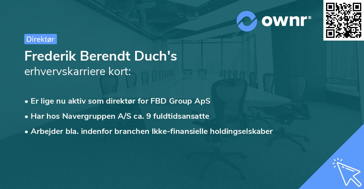 Frederik Berendt Duch's erhvervskarriere kort