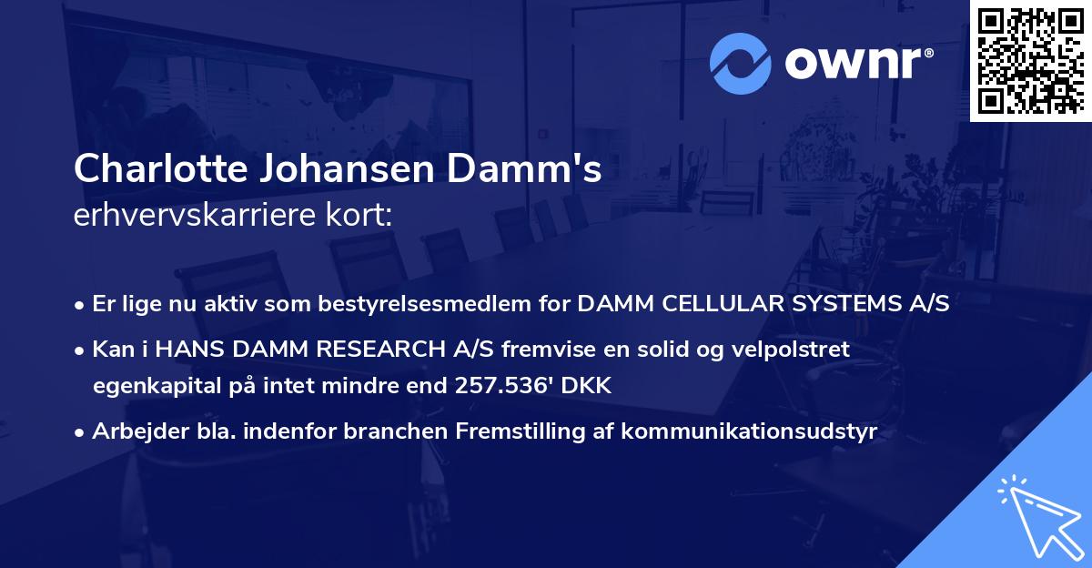 Charlotte Johansen Damm's erhvervskarriere kort