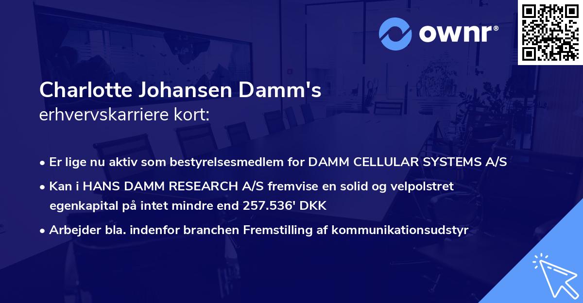 Charlotte Johansen Damm's erhvervskarriere kort