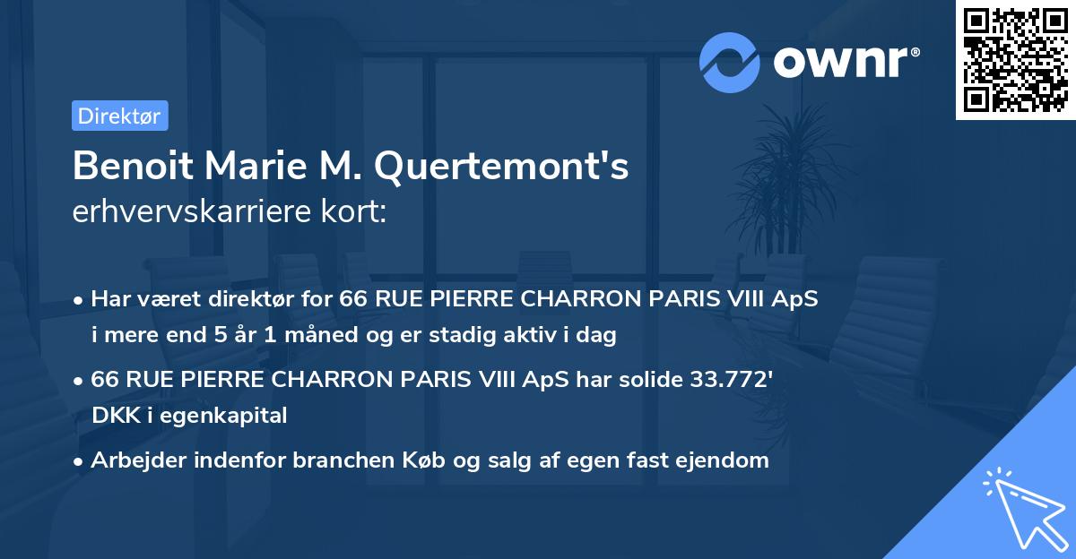 Benoit Marie M. Quertemont's erhvervskarriere kort