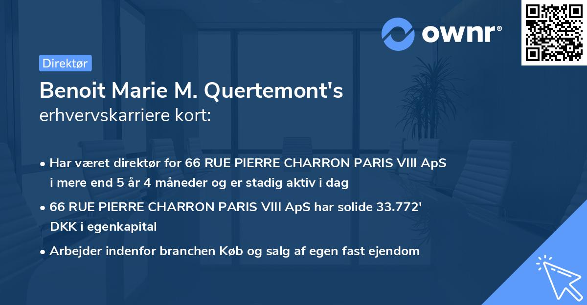 Benoit Marie M. Quertemont's erhvervskarriere kort