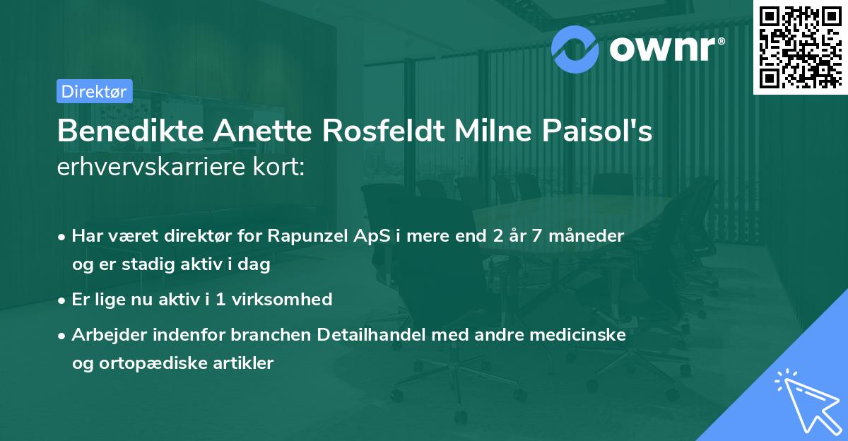 Benedikte Anette Rosfeldt Milne Paisol's erhvervskarriere kort