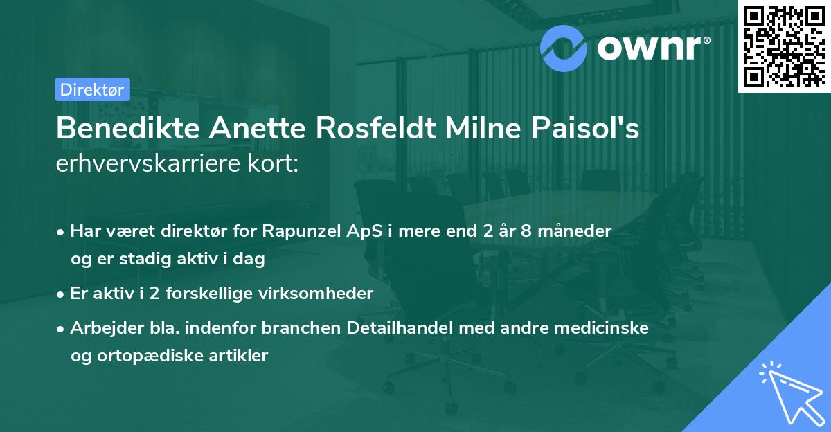 Benedikte Anette Rosfeldt Milne Paisol's erhvervskarriere kort