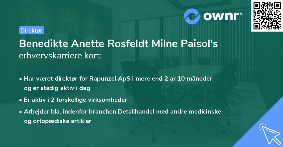 Benedikte Anette Rosfeldt Milne Paisol's erhvervskarriere kort