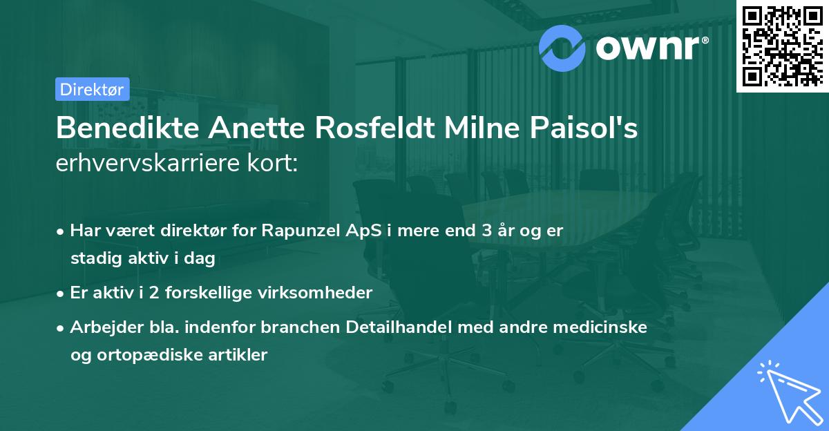 Benedikte Anette Rosfeldt Milne Paisol's erhvervskarriere kort