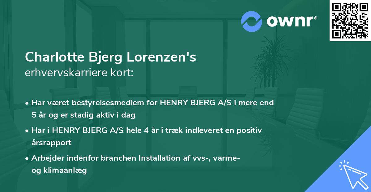 Charlotte Bjerg Lorenzen's erhvervskarriere kort
