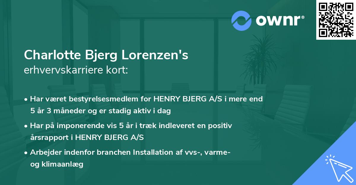 Charlotte Bjerg Lorenzen's erhvervskarriere kort