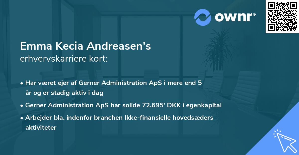 Emma Kecia Andreasen's erhvervskarriere kort