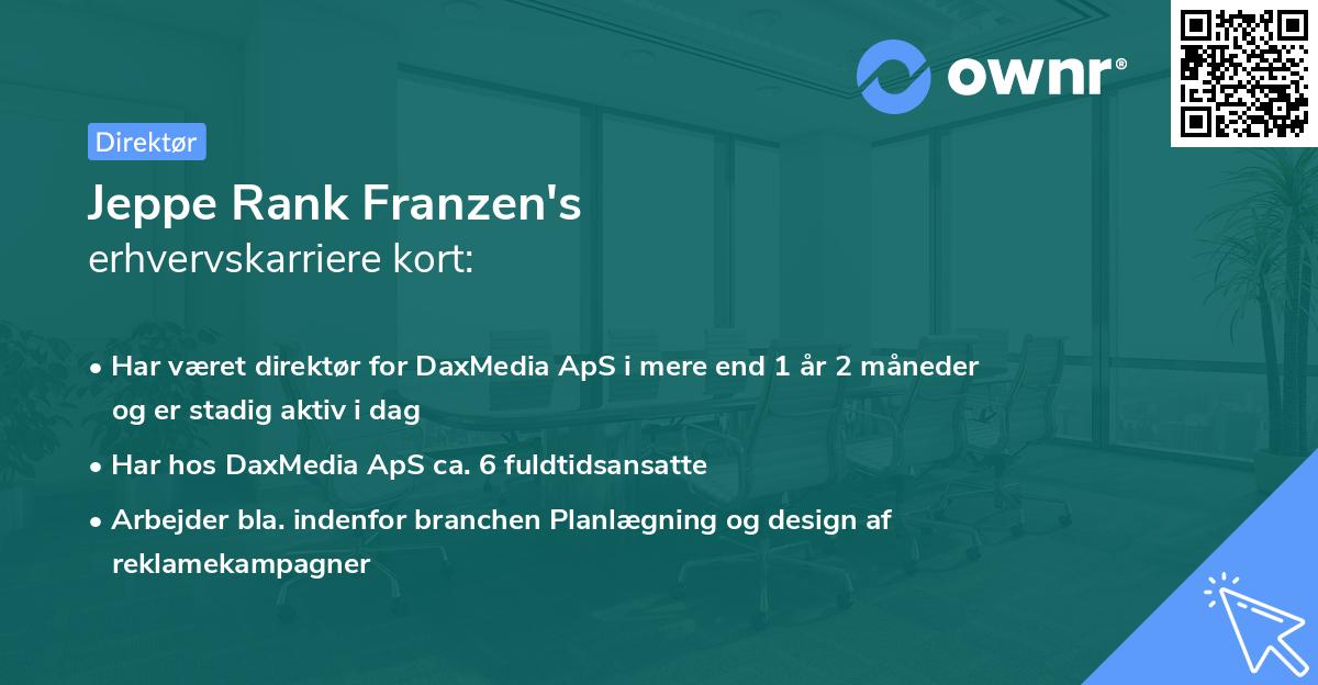 Jeppe Rank Franzen's erhvervskarriere kort