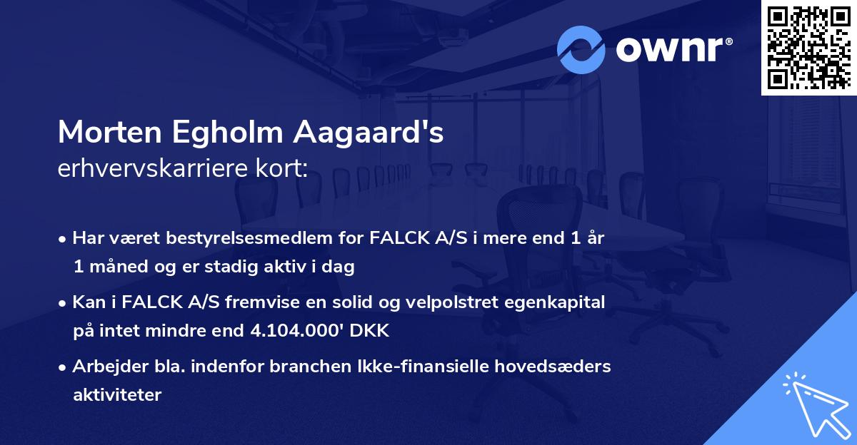 Morten Egholm Aagaard's erhvervskarriere kort