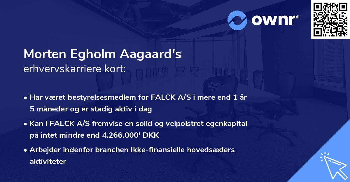 Morten Egholm Aagaard's erhvervskarriere kort