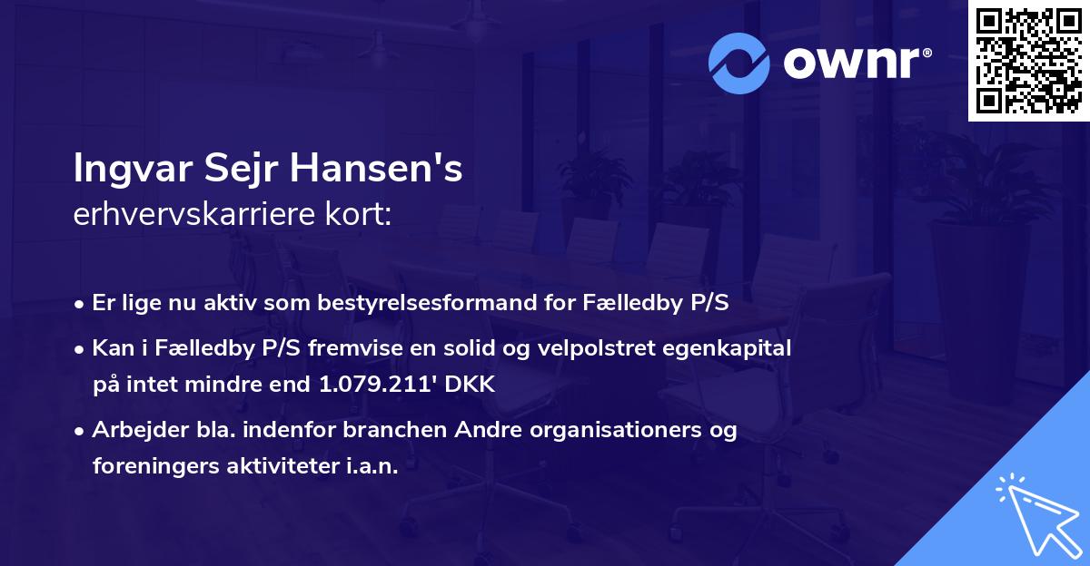 Ingvar Sejr Hansen's erhvervskarriere kort