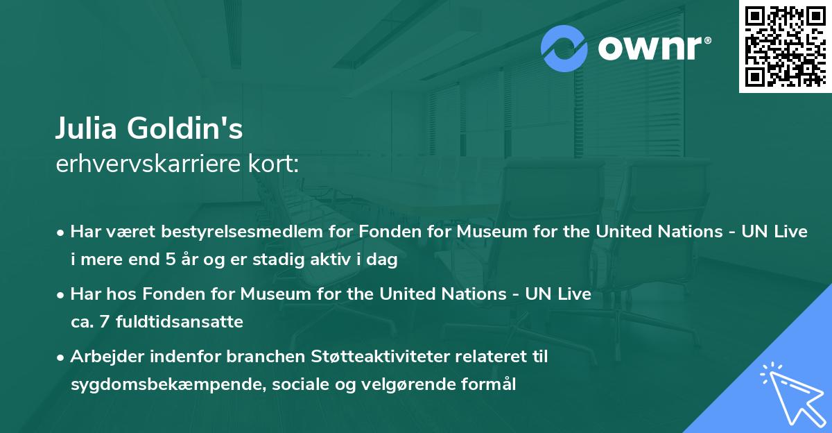 Julia Goldin's erhvervskarriere kort
