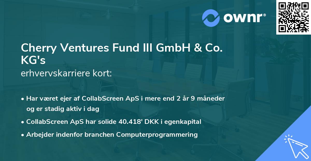 Cherry Ventures Fund III GmbH & Co. KG's erhvervskarriere kort