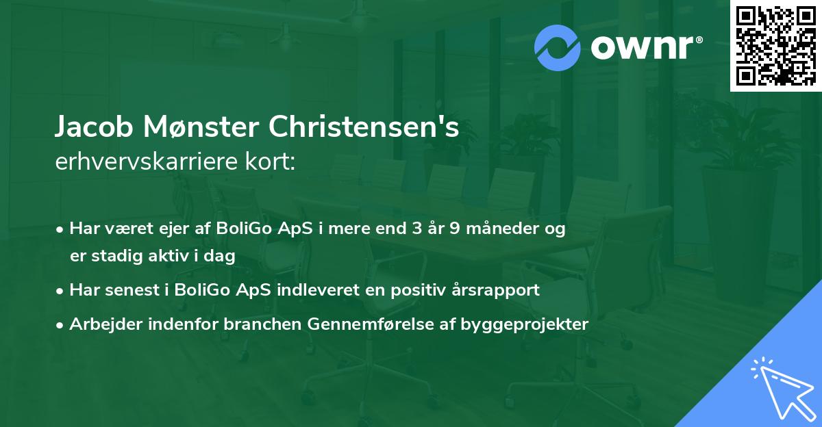Jacob Mønster Christensen's erhvervskarriere kort