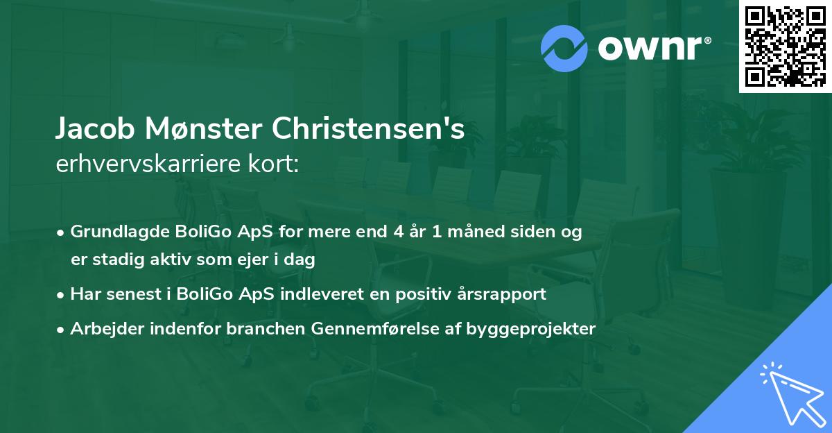 Jacob Mønster Christensen's erhvervskarriere kort
