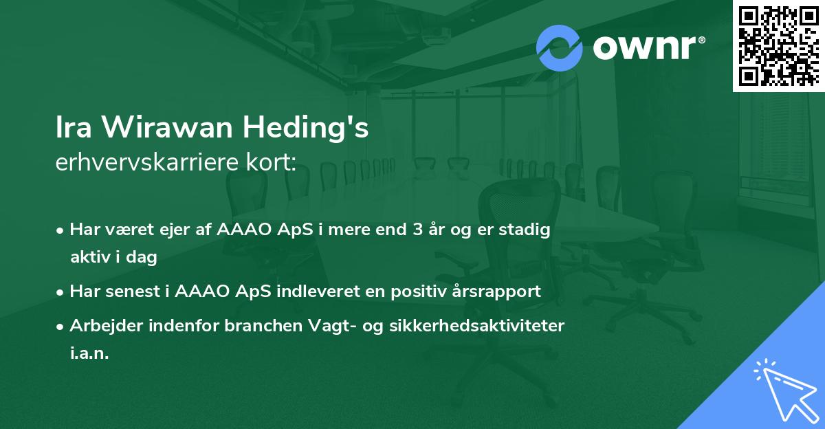 Ira Wirawan Heding's erhvervskarriere kort